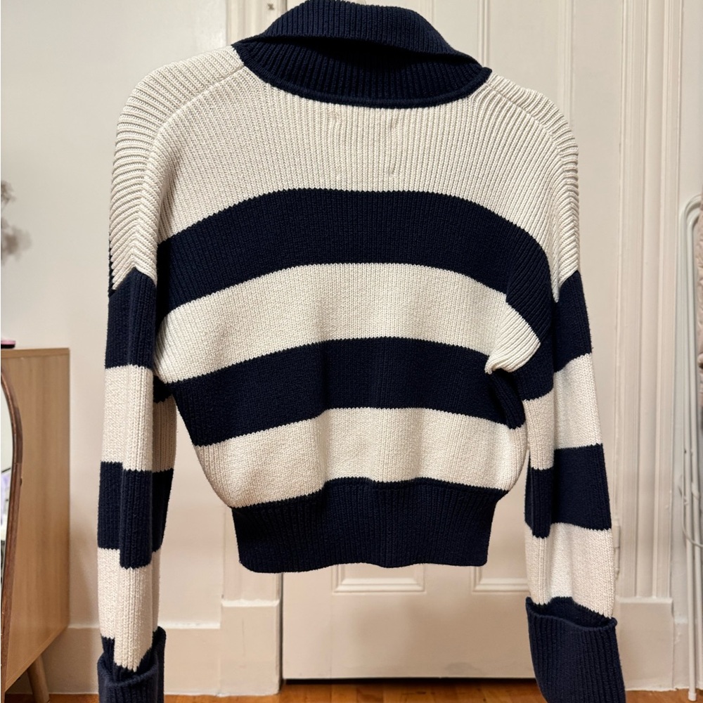 Abercrombie & Fitch Navy and Cream Striped Cardigan - Picture 2 of 2